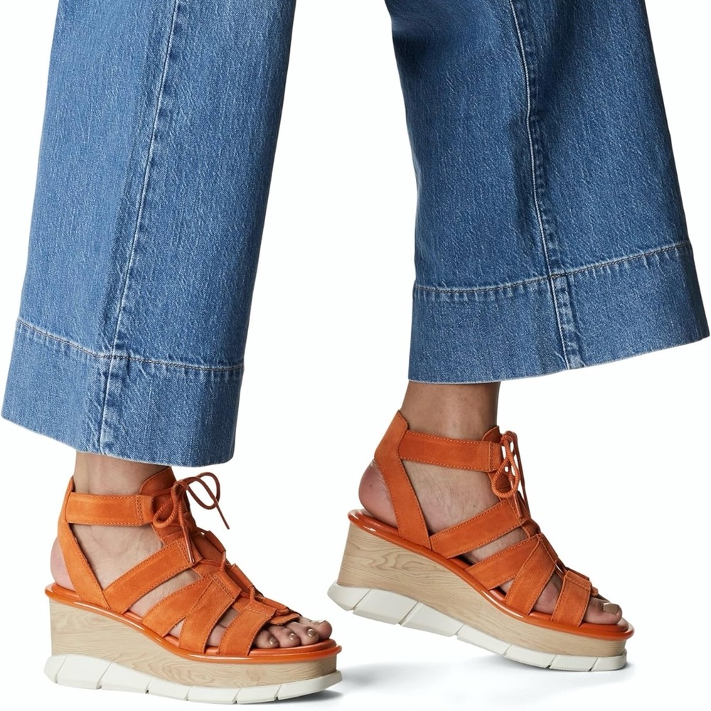 Sorel Women’s Joanie III Lace Wedge Retro Sandals In Desert Sun Chalk Size 8